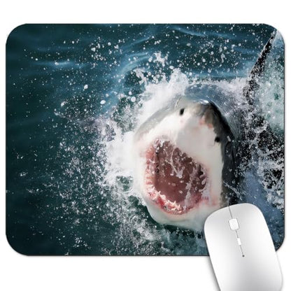 Shark Mouse Pad, Wild Animal in The Sea Attacking Scary Print Mat for Desk - color: Cute Colorful Art Rec31