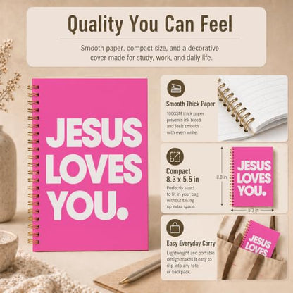 Hot Pink Christian Spiral Notebook 5.5x8.3 Inch - color: pattern-18