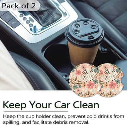 Car Coasters for Cup Holders - Retro Pigeon Flower Floral - color: Retro Pigeon Flower Floral