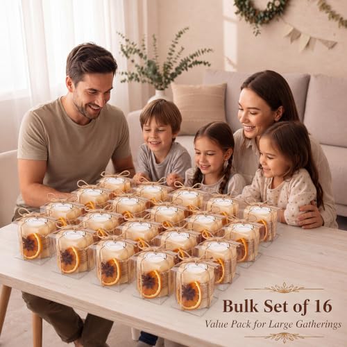 MTLEE 16 Pack Wooden Tealight Candle Holder Kit Guest Gifts, Rustic - color: Brown