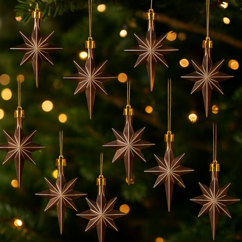 Syhood 12 Pack Light Coffee Christmas Tree Bethlehem Star Ornaments - color: Light Coffee