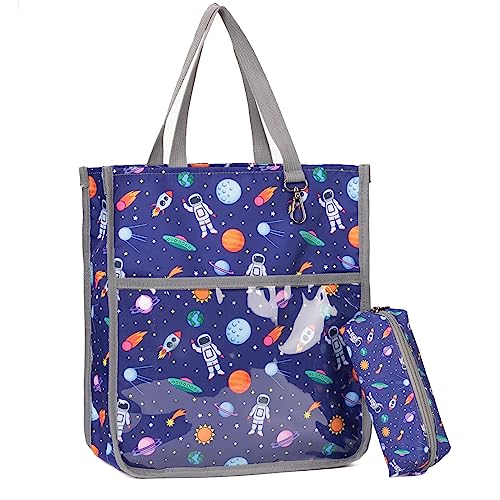 Kids Cute Tote Bags for Boys Girls Ages 4-16,Handbags with Pencil Case, Book Tote Bags with Zipper for School and Playtime (grey) - color: Grey