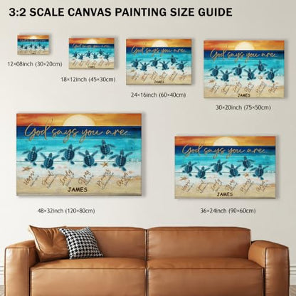 Ipplee Personalized God Says You Are Sea Turtle Canvas With Name - color: Design01