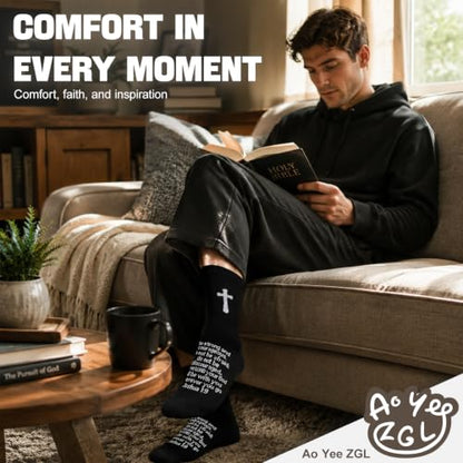 3 Pairs Unisex Cross Socks,Gifts for Christian: Easter Christmas - color: Joshua 1:9 - Black