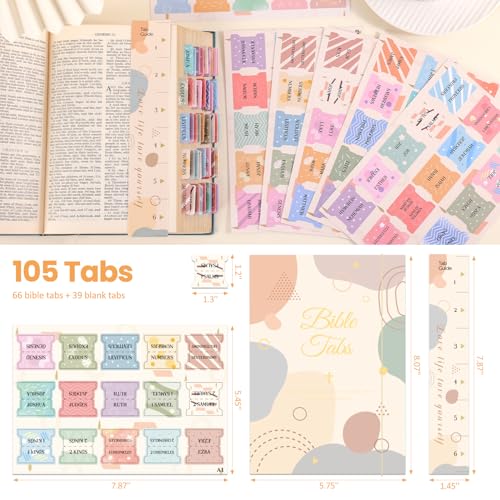 Laminated Bible Tabs for Women, Geometry Print, with Alignment Ruler - style: P-Geometry