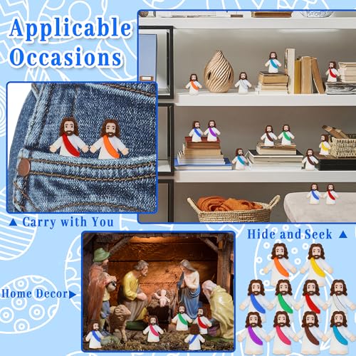 Bamamon 30 Pcs Little Jesus Figures, Mini Jesus Figurines in Bulk - color: 10 Color * 30