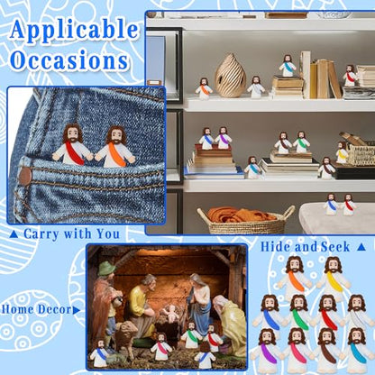 Bamamon 30 Pcs Little Jesus Figures, Mini Jesus Figurines in Bulk - color: 10 Color * 30