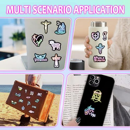 50 Pcs Neon Christ Bible Water Bottle Stickers for Kids - color: Non-luminescent-480kscp