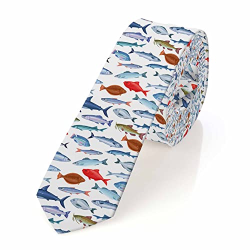 Men's Ties Novelty Tie Necktie for Men Teen Boys Multicolor Tie Party Holiday Thanksgiving Christmas - color: Fish Set