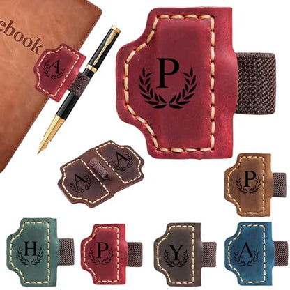 Custom Bygone Mark Bookmark with Pen Holder, 26 Letters Name Initial Erebloom Personalized Magnetic Leather Book Mark, Magnetic Pen Holder Bookmark for Reading Men Women (Red, P) - color: Red, size: Initial P