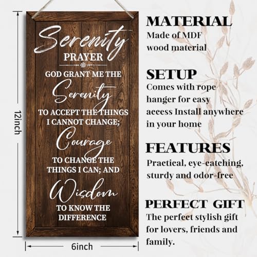 HALUOSI Serenity Prayer Wooden Decor Sign, God Grant Me The Serenity Wall Decor Sign, Hanging Printed Wooden Plaque Decor, Rustic Family Signs for Home Decor, Christian Gift 12x 6inch (A10) - color: color14