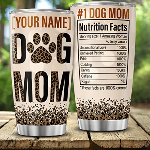 CUBICER Personalized Coffee Tumbler Dog Mom Customized Name Travel Mugs Oz Cute Birthday Gifts For Women Lovers Stainless Steel Cups Insulated Tumblers Funny Sayings Mothers Day - color: Dog Mom