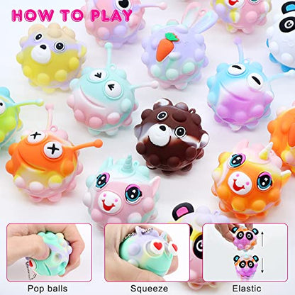 18 Pack Animal Pop Balls Party Favors for Kids, Treasure Box Prizes Toys - style: 18PCS Animal Pop Ball