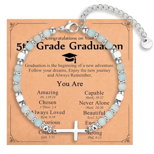 Religious Cross Bracelet for Women Girls, Christian Gifts - color: 5th Grade Graduation