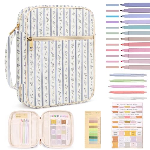 Britimes Bible Cover Case for Women, Bible Cover with Accessories, Blue - color: Blue Striped