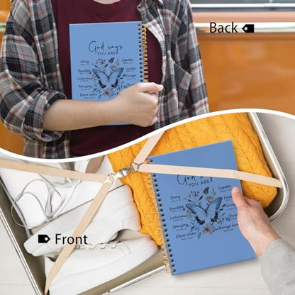 huester Inspirational Christian Butterfly Notebook Journal, God Says You Are Bible Scripture Blue Journal Notebooks for Note Taking, Bible Journaling Hardcover Paper Spiral Notebook, 5.5x8.3 Inch - color: blue