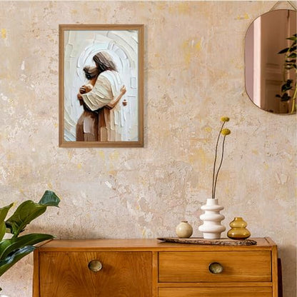 Jesus Embracing Woman Canvas Wall Art, Framed Christian Wall Art 12x16 In - color: Jesus Wall Art, size: 16"L x 12"W