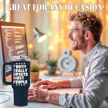 DUUV American USA Flag Tumbler 40oz, Insulated Blue 4th of July Cup Gifts - color: Truth Flag