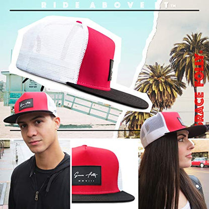 Grace Folly Trucker Hat for Men & Women. Snapback Mesh Caps - color: Red & Black