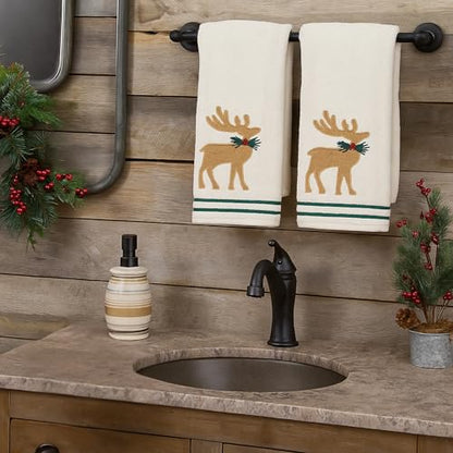 Christmas White Guest Hand Bathroom Towels Elegant Winter Reindeer, 16x26" - color: Burlap Deer