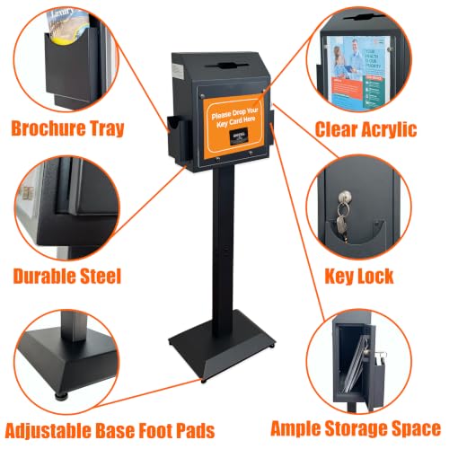 Floor Stand Offering Box, Lockable Donation & Ballot Box, Black - size: Black with Key-Lock