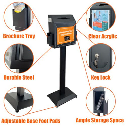 Floor Stand Offering Box, Lockable Donation & Ballot Box, Black - size: Black with Comb-Lock