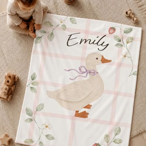 Personalized Strawberry Goose Blanket, Custom Baby Throw Gift - color: #Ver15