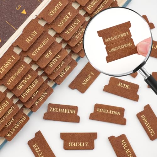 Leather Bible Tabs, Bible Tabs for Women and Men(Gold Foil Lettering) Large Print Stickers, Easy to Read and Apply, 66 Chapters & 14 Blank Labels for Easy Navigation, Bible Study Supplies(Brown) - style: Leather Brown