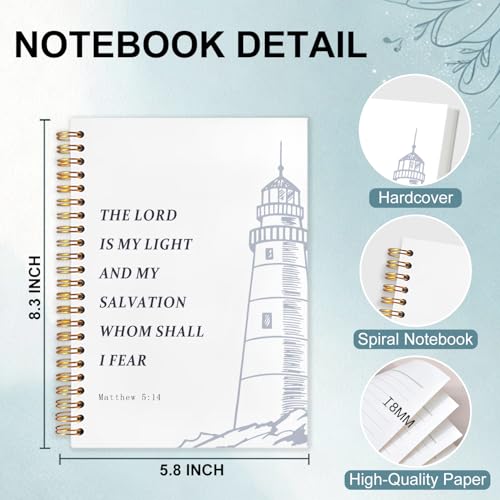 Nautical Lighthouse Christian Spiral Notebook 5.5x8.3 - color: White Nautical Lighthouse Christian