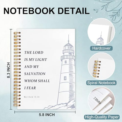 Nautical Lighthouse Christian Spiral Notebook 5.5x8.3 - color: White Nautical Lighthouse Christian