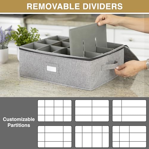 Wine Glass Storage and Cup Storage Case - Set of 2 Stackable Containers with Fully Padded Interior and Outside Hard Shell - 12pcs per Box with Insert Cards for Labelling and Side Handles - style: Cup + Wine Glass Storage