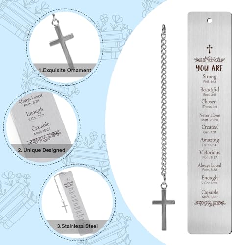 Metal Christian Bookmarks Gifts - Inspirational Bible Verse Bookmarks Gift for Book Lovers Religious Book Mark for Women Friends Birthday Baptism First Communion Graduation Retirement Gifts - style: Bible
