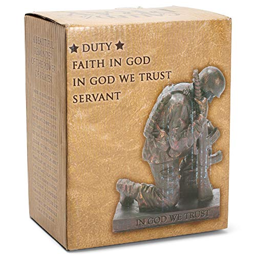 Dicksons Duty Faith God Praying Soldier 5 inch Gold Resin Stone Table Top Figurine - style: Duty Faith God Praying Soldier