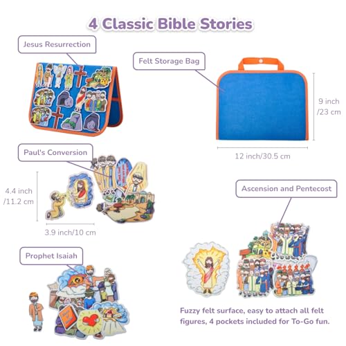 CHEFAN Resurrection Felt Board Bible Stories, 4 Story Sets for Kids - color: Jesus Resurrection & Other 3 Bible Stories Set