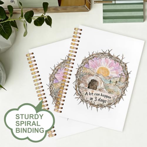 Bible Notebook for Women Men, Christian Journal,A Lot Can Happen In Three Days Crown of Thorns Cross Pastel Inspirational Christian Church Notebook Hardcover Spiral Notebook, 5.5x8.3 Inch - color: white-A Lot Can Happen In Three Days