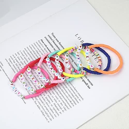 24Pcs Jesus Loves You Bracelets Bulk Handmade Clay Beads Bible Verse Bracelets Christian Friendship Jewelry Christmas Easter Gifts for Women Teen - color: Friendship 24-8