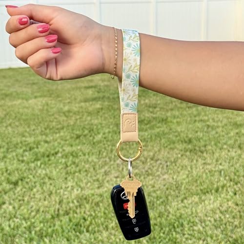 Yappy Daily Bible Verse Keychain Wristlet, NFC Christian Lanyard for Keys, Wallet, ID & Phone for Women Men - color: Flowers