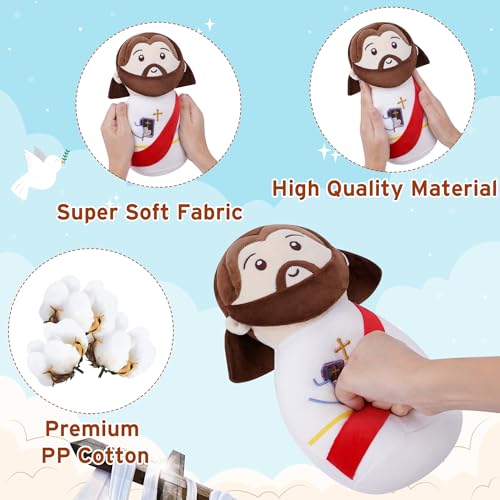 Jesus Plush Doll Christian Gifts - Baptism Gift for Kids, Classic Religious Savior My Friend Jesus Stuffed Doll Toys with Bible Baptism Prayer Gift 10 Inch - style: Bible jesus Red
