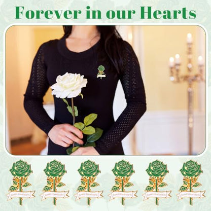 Misdary Funeral Favors Guest Memorial Rose Pin - color: Green