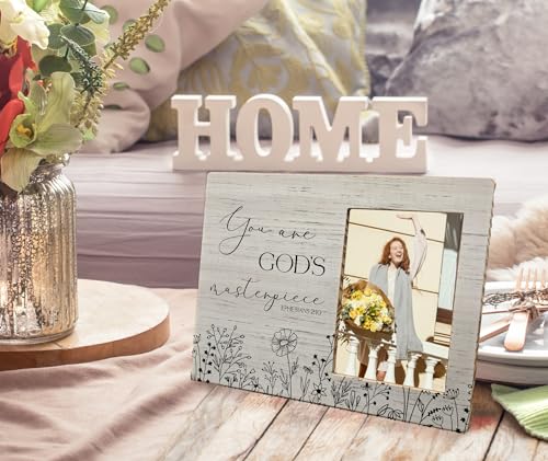 MAQIKA You Are God's Masterpiece Picture Frames, Ephesians 2:10 Picture Photo Frame, Christian Gifts, Bible Gifts, Inspirational Quote Picture Frames, Scripture Wood Photo Frame for 4x6 Photos