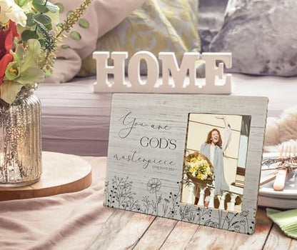 MAQIKA You Are God's Masterpiece Picture Frames, Ephesians 2:10 Picture Photo Frame, Christian Gifts, Bible Gifts, Inspirational Quote Picture Frames, Scripture Wood Photo Frame for 4x6 Photos