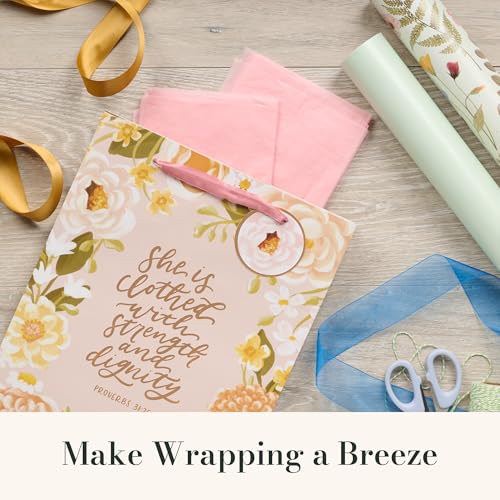Christian Art Gifts Large Gift Bag with Tissue, Strength & Dignity, Pink - color: Be Still/Multicolor Floral, style: Large Portrait