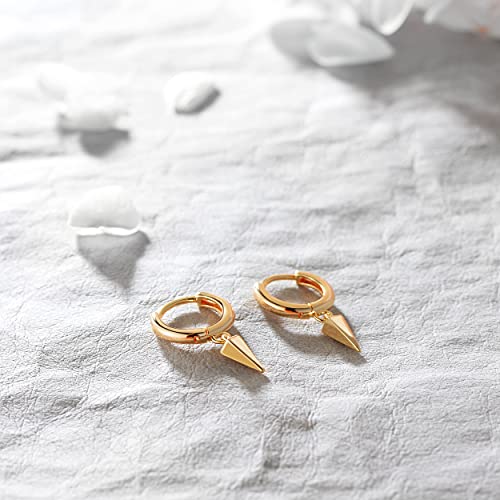 VACRONA Gold Heart Hoop Earrings Huggie Earrings for Women 14k Gold Plated Small Hoops Earrings - color: cone spike