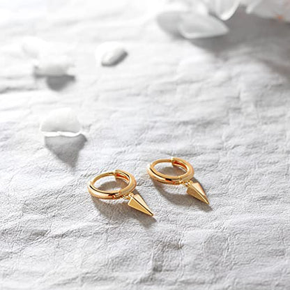 VACRONA Gold Heart Hoop Earrings Huggie Earrings for Women 14k Gold Plated Small Hoops Earrings - color: cone spike