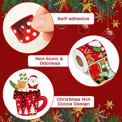 Haooryx Christmas DIY Sticker Roll, 300 Pcs Make Your Own Hot Cocoa Cup - style: Hot Cocoa 1Roll