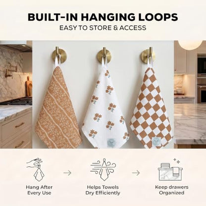 Kitchen Towels, Dish Towels for Kitchen, 3 Pc Kitchen Towel Set - color: Coffee