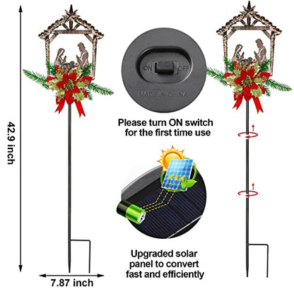 Moukeren 2 Pcs 3.5ft Nativity Scene Outdoor Light up Yard Stakes, Classic - style: Classic