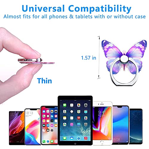 Kinizuxi Butterfly Phone Ring Holder Stand,360° Rotation Finger Grip - color: 1 Purple
