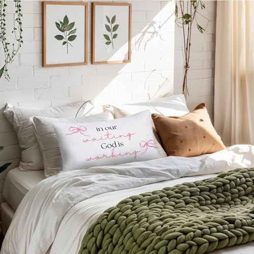Coquette Pink Bow Christian 12x20 Pillow Cover, Pink Christian Decor, Preppy Bible Scripture Decorative Throw Pillow Covers Pillowcases for Girls Room Dorm Apartment Church Decor - color: Bible - Pink (White04)