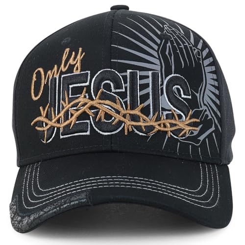 Trendy Apparel Shop Only Jesus Praying Hand Embroidered Christian Ball Cap - color: Black Black 7